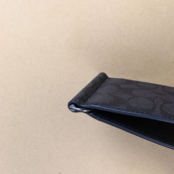 NWT COACH SLIM MONEY CLIP BILLFOLD WALLET IN SIGNATURE CANVAS CY059 QBMI5 - Picture 5 of 8